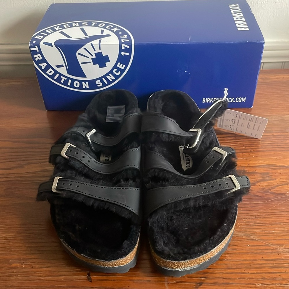 Birkenstock Florida Fresh Shearling Black asst asa - Picture 2 of 5